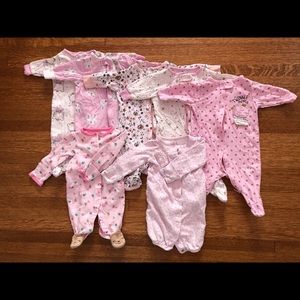 Newborn Baby Girl Footie Lot